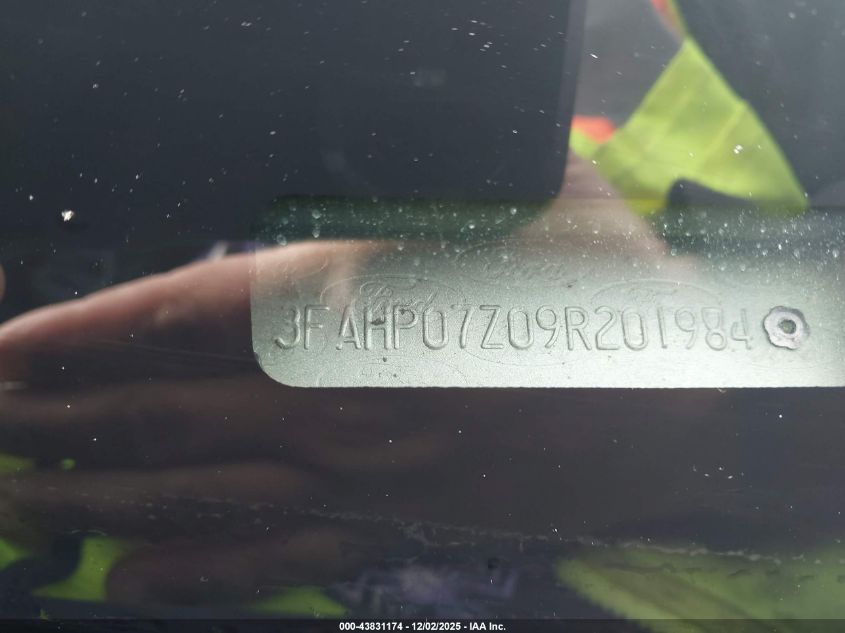 2009 Ford Fusion Se VIN: 3FAHP07Z09R201984 Lot: 43831174