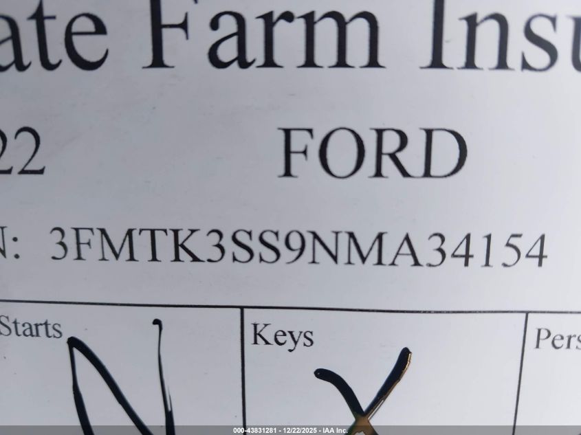 2022 Ford Mustang Mach-E Premium VIN: 3FMTK3SS9NMA34154 Lot: 43831281