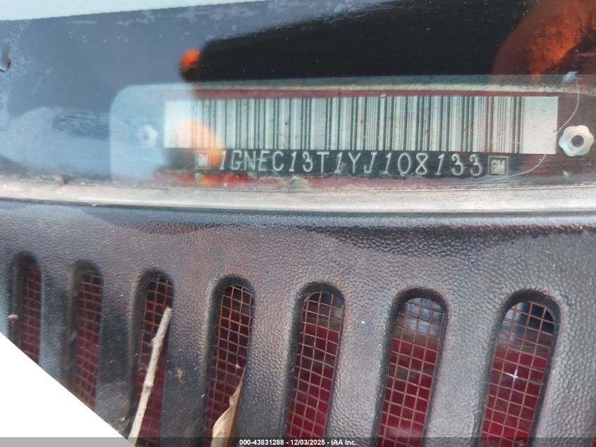 2000 Chevrolet Tahoe All New Ls VIN: 1GNEC13T1YJ108133 Lot: 43831288