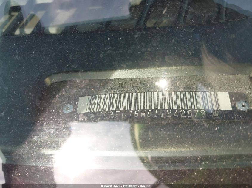 2001 Chevrolet Express Upfitter VIN: 1GBFG15W611242672 Lot: 43831472