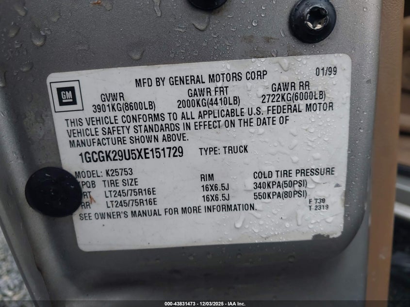 1GCGK29U5XE151729 1999 CHEVROLET SILVERADO photo no. 9