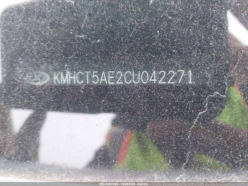 2012 Hyundai Accent Gs VIN: KMHCT5AE2CU042271 Lot: 43831558