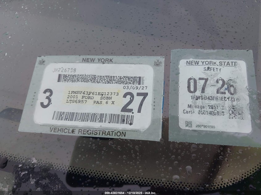 1FMSU43F61EC12373 2001 FORD EXCURSION photo no. 9