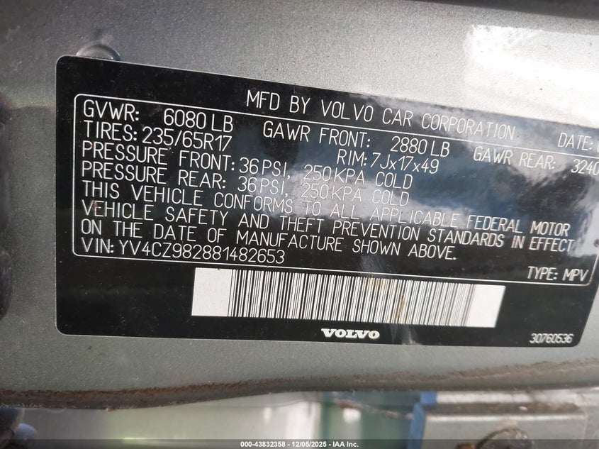 YV4CZ982881482653 2008 VOLVO XC90 photo no. 9