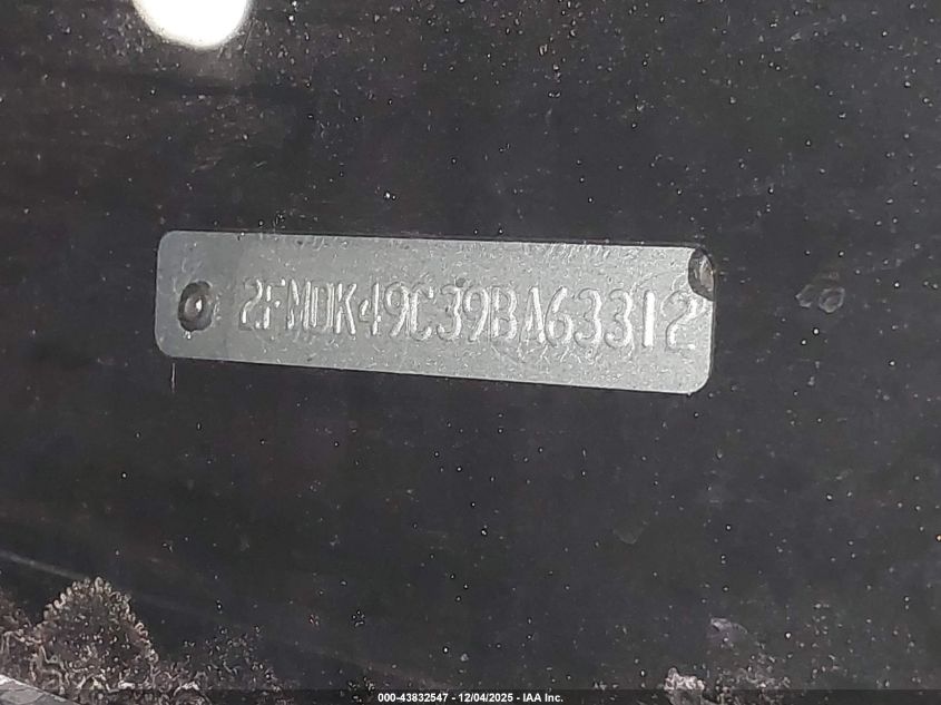 2009 Ford Edge Limited VIN: 2FMDK49C39BA63312 Lot: 43832547