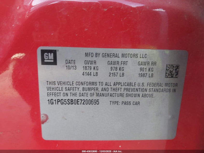 1G1PG5SB0E7200695 2014 CHEVROLET CRUZE photo no. 9