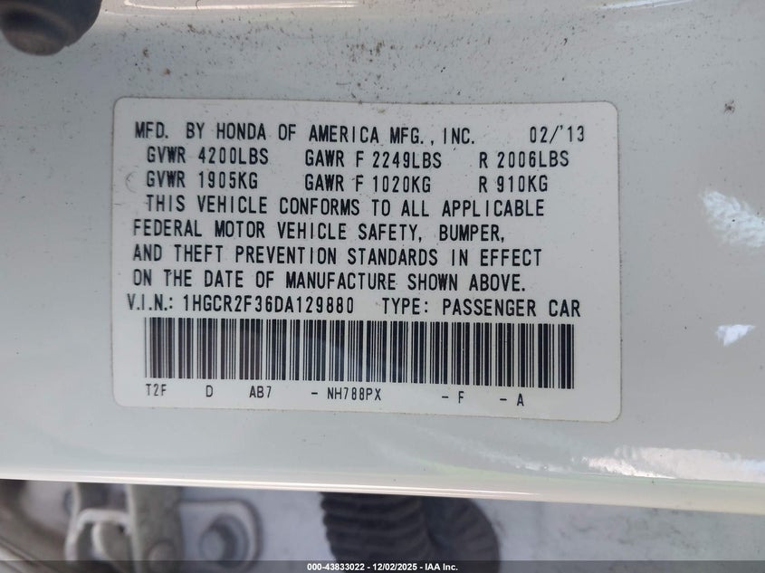 1HGCR2F36DA129880 2013 HONDA ACCORD photo no. 9