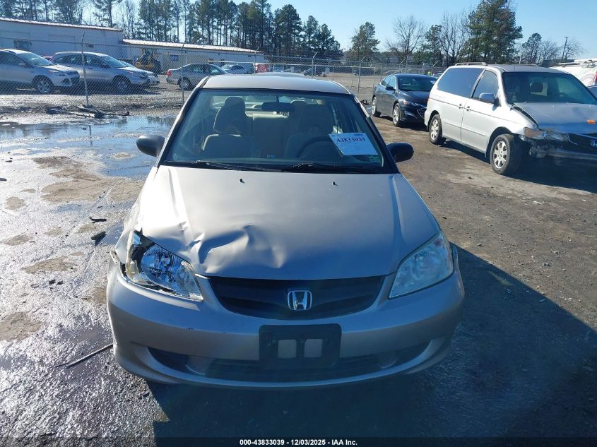 2005 Honda Civic Lx VIN: JHMES165X5S003362 Lot: 43833039