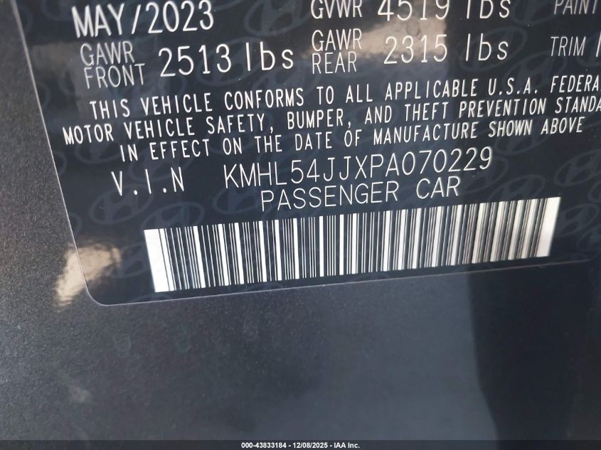 2023 Hyundai Sonata Hybrid Limited VIN: KMHL54JJXPA070229 Lot: 43833184