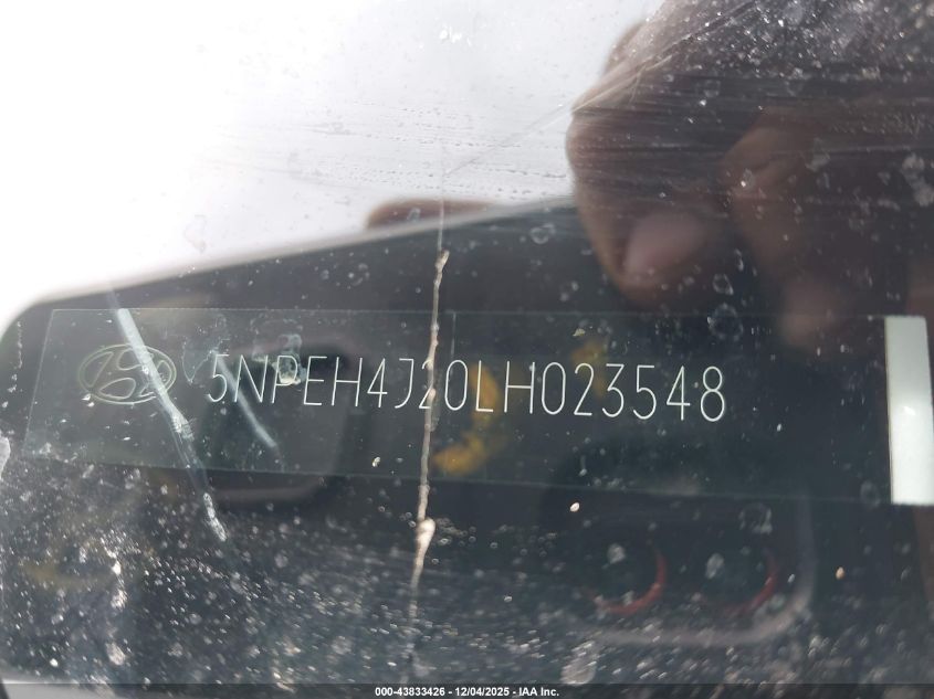 2020 Hyundai Sonata Limited VIN: 5NPEH4J20LH023548 Lot: 43833426