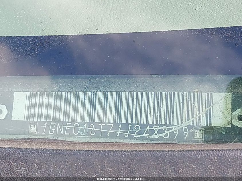 2001 Chevrolet Tahoe Ls VIN: 1GNEC13T71J248399 Lot: 43833875