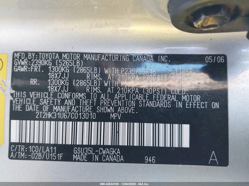 2T2HK31U67C013010 2007 LEXUS RX photo no. 9