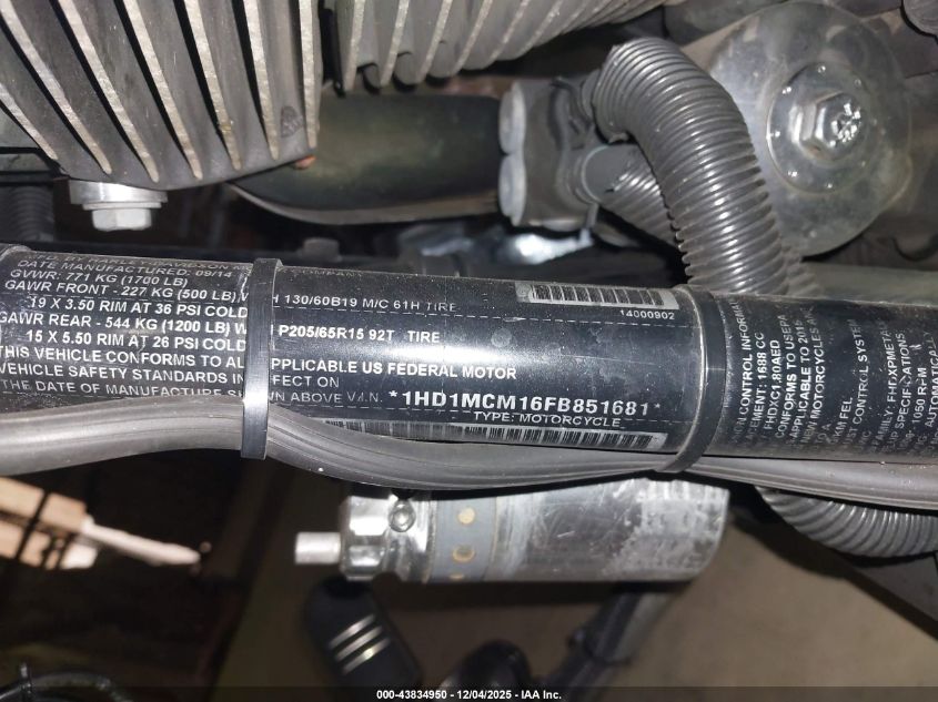 2015 Harley-Davidson Flrt Free Wheeler VIN: 1HD1MCM16FB851681 Lot: 43834950