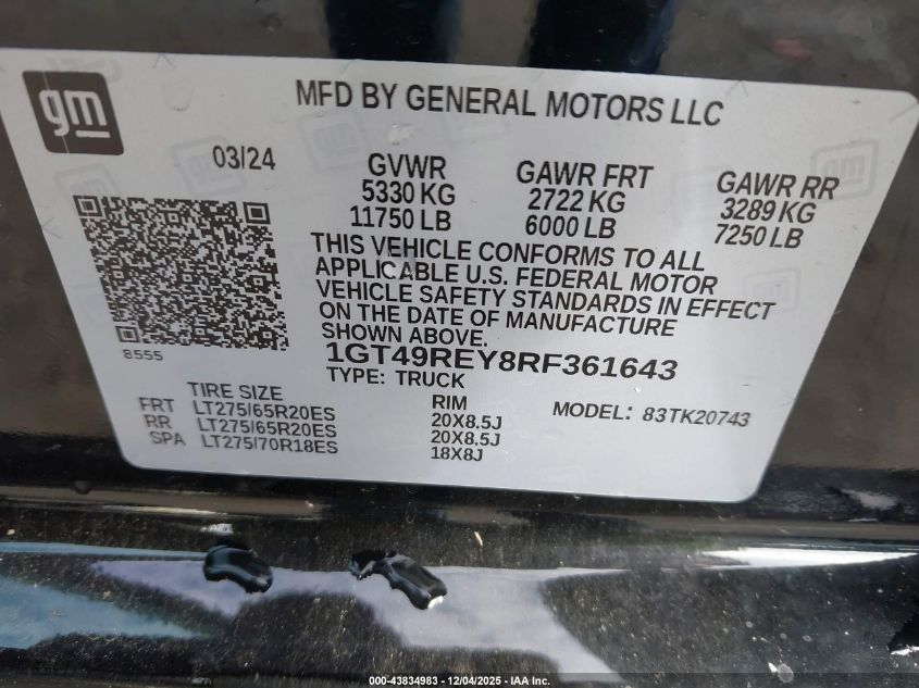 2024 GMC Sierra - 1GT49REY8RF361643