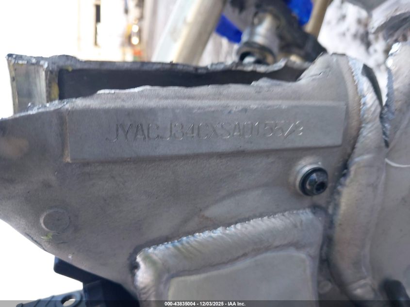 2025 Yamaha Yz450 F VIN: JYACJ34CXSA015579 Lot: 43835004