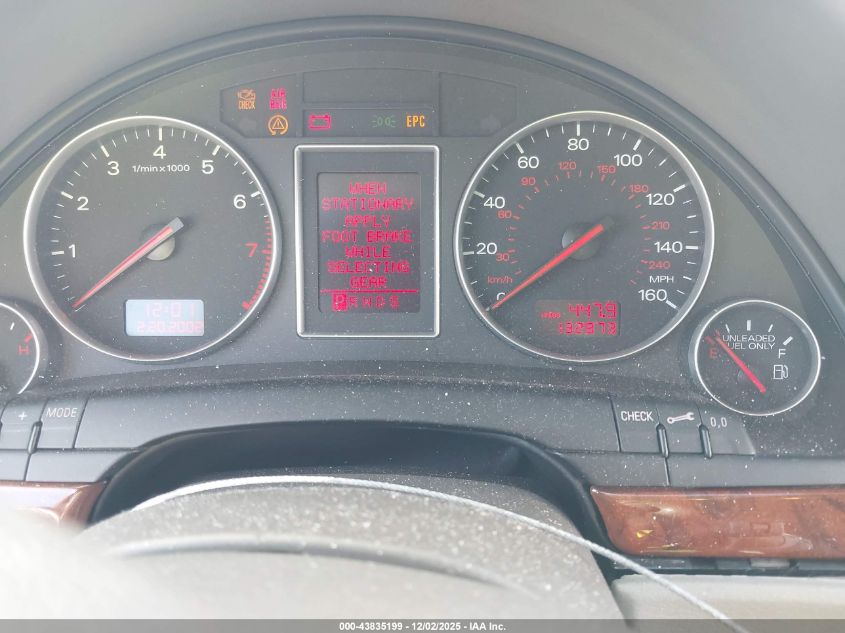 2003 Audi A4 3.0 VIN: WAULT68E03A352837 Lot: 43835199