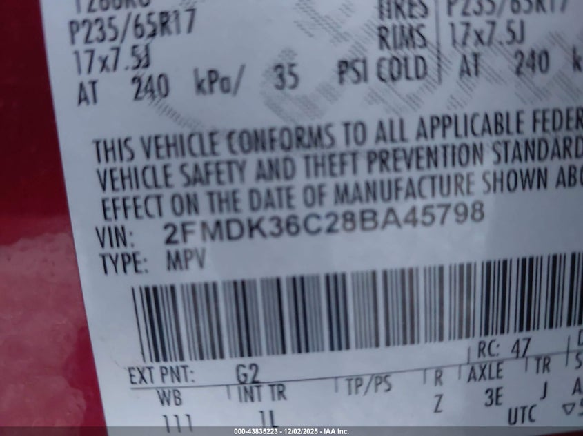 2FMDK36C28BA45798 2008 FORD EDGE photo no. 9