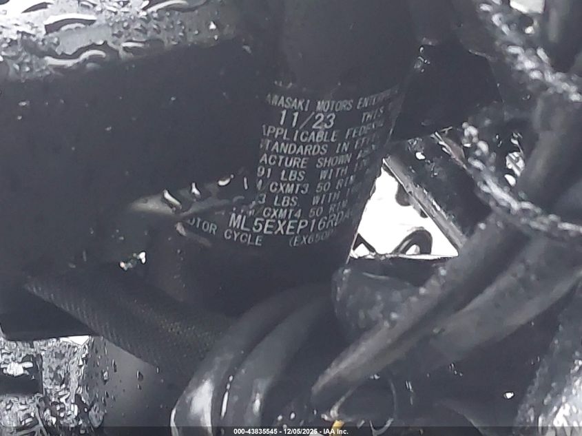 2024 Kawasaki Ex650 P VIN: ML5EXEP16RDAC4847 Lot: 43835545