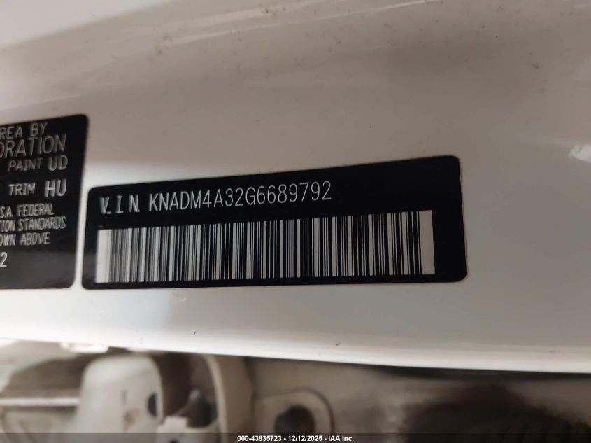 2016 Kia Rio Lx VIN: KNADM4A32G6689792 Lot: 43835723