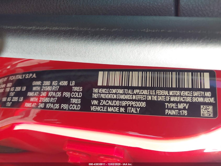 2023 JEEP RENEGADE(VIN: ZACNJDB19PPP63006