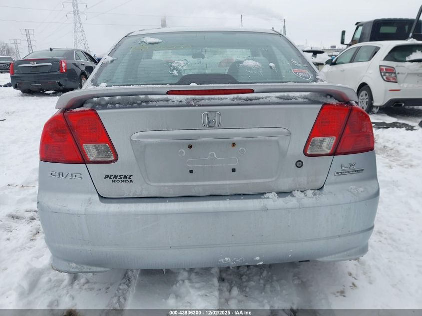 2005 Honda Civic Lx VIN: 2HGES16535H590417 Lot: 43836300