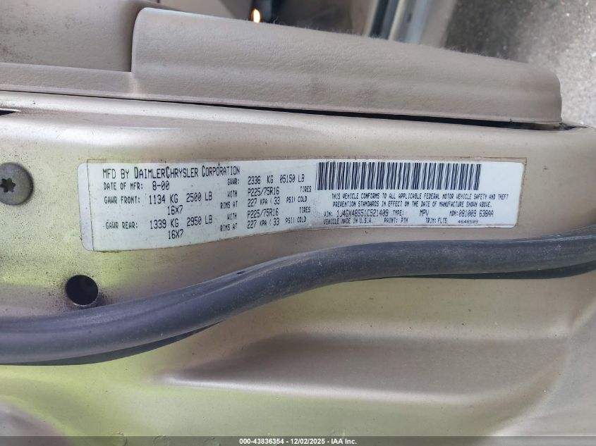 2001 Jeep Grand Cherokee Laredo VIN: 1J4GX48S51C521409 Lot: 43836354