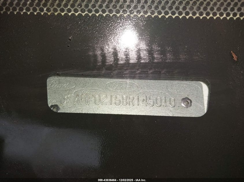 2008 Ford Fusion Sel VIN: 3FAHP02158R145010 Lot: 43836464