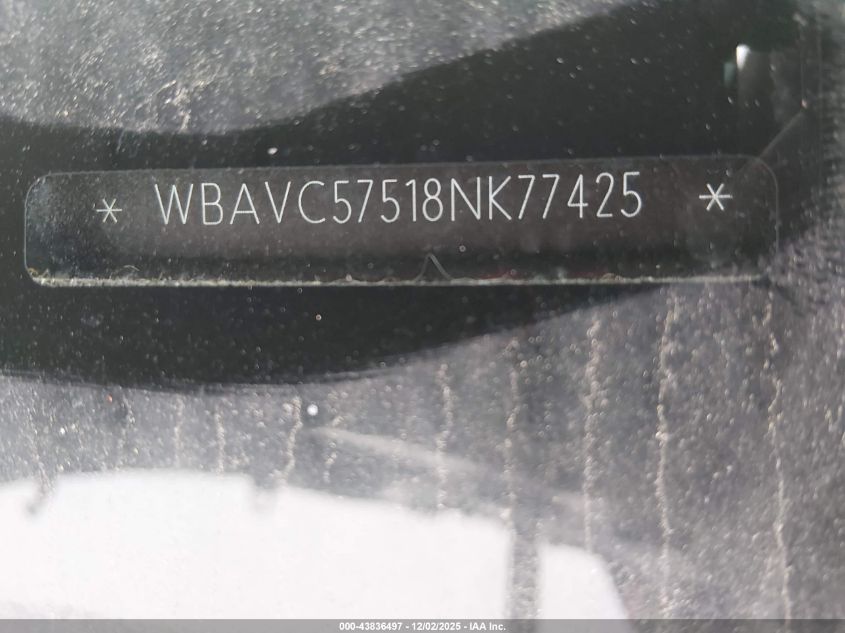 2008 BMW 328I VIN: WBAVC57518NK77425 Lot: 43836497