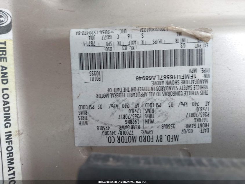 2007 Ford Expedition Xlt VIN: 1FMFU16587LA68946 Lot: 43836550