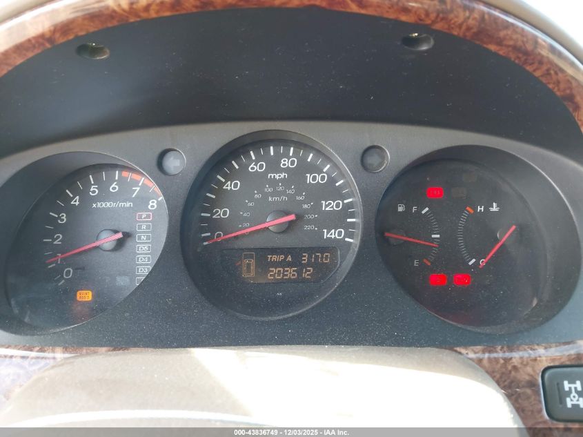 2001 Acura Mdx VIN: 2HNYD18201H505272 Lot: 43836749