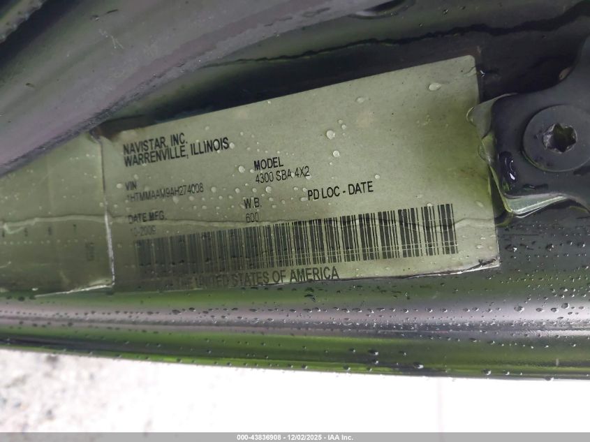 2010 International 4000 4300 VIN: 1HTMMAAM9AH274008 Lot: 43836908