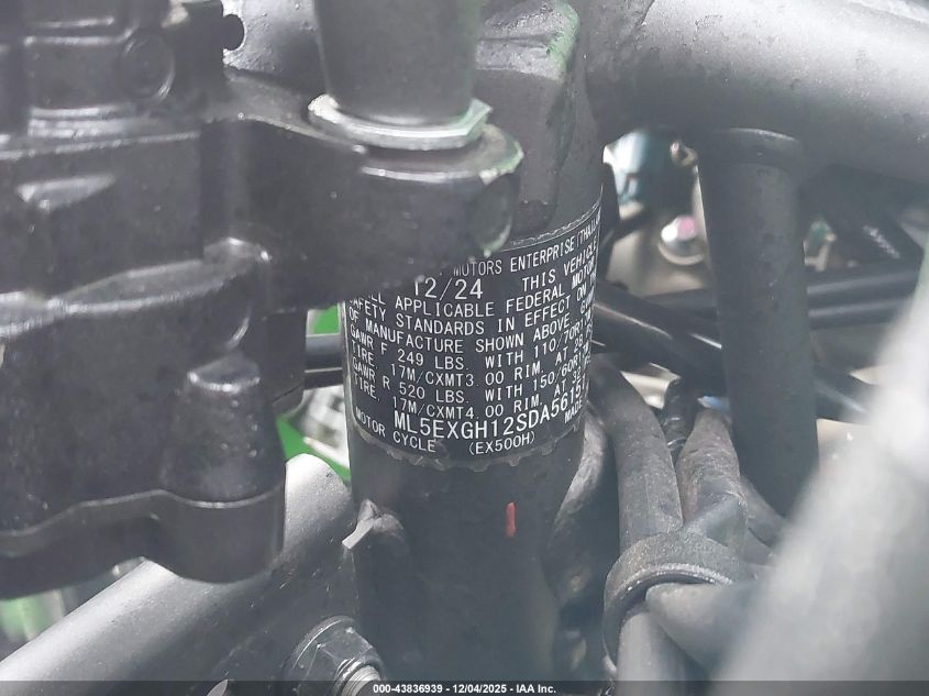 2025 Kawasaki Ex500 H VIN: ML5EXGH12SDA56151 Lot: 43836939
