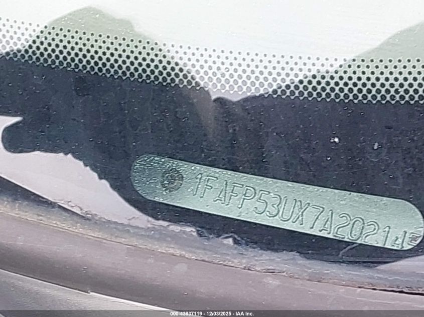 2007 Ford Taurus Se VIN: 1FAFP53UX7A202145 Lot: 43837119