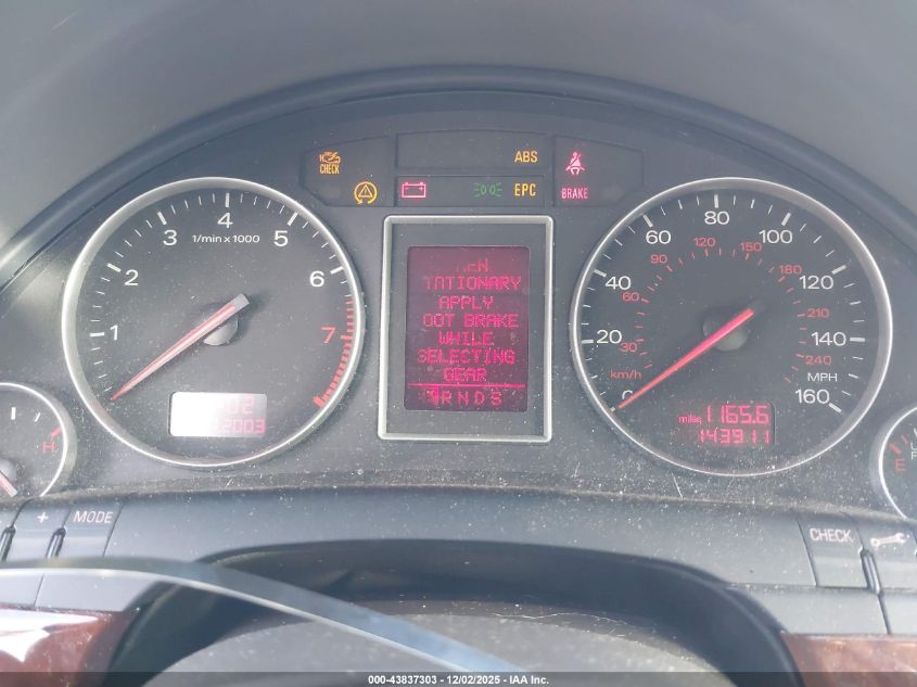 2005 Audi A4 3.0/3.0 Special Edition VIN: WAULT68E35A056620 Lot: 43837303