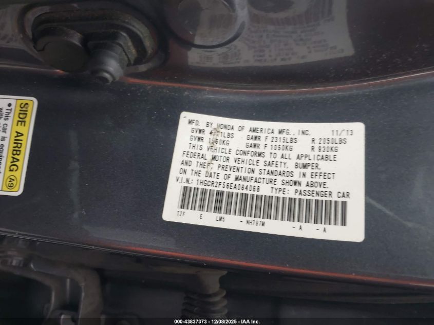 2014 Honda Accord Sport VIN: 1HGCR2F56EA084068 Lot: 43837373