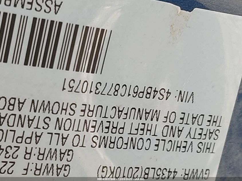 2007 Subaru Outback 2.5I VIN: 4S4BP61C877310751 Lot: 43837446