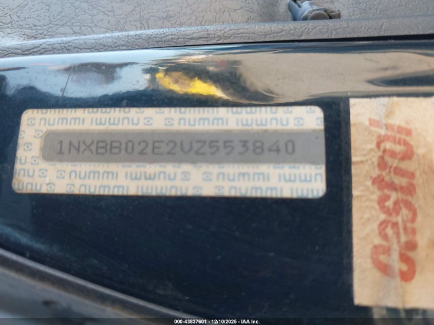 1997 Toyota Corolla Dx VIN: 1NXBB02E2VZ553840 Lot: 43837601