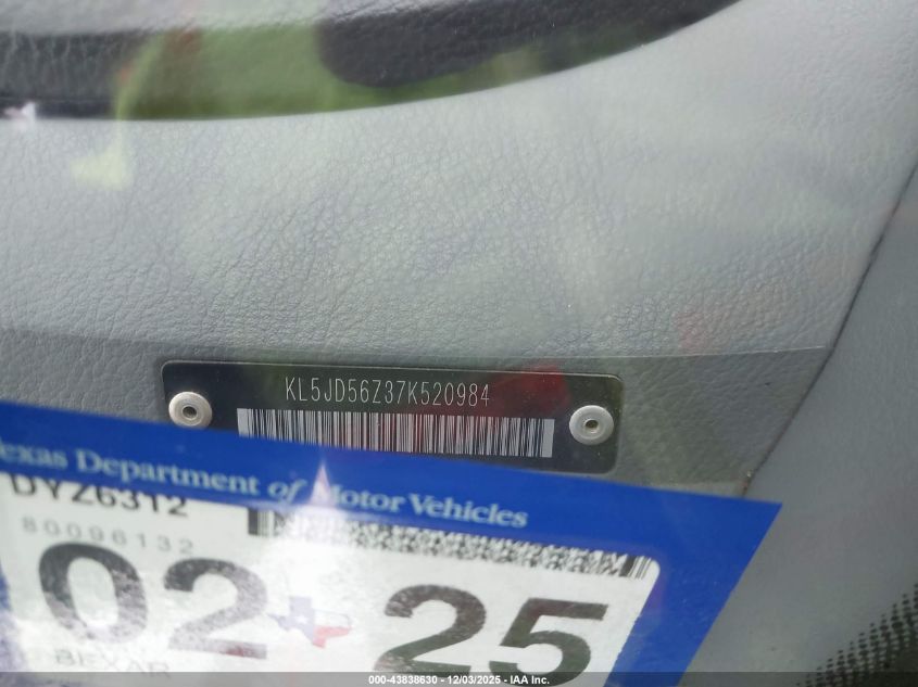 2007 Suzuki Forenza Convenience VIN: KL5JD56Z37K520984 Lot: 43838630