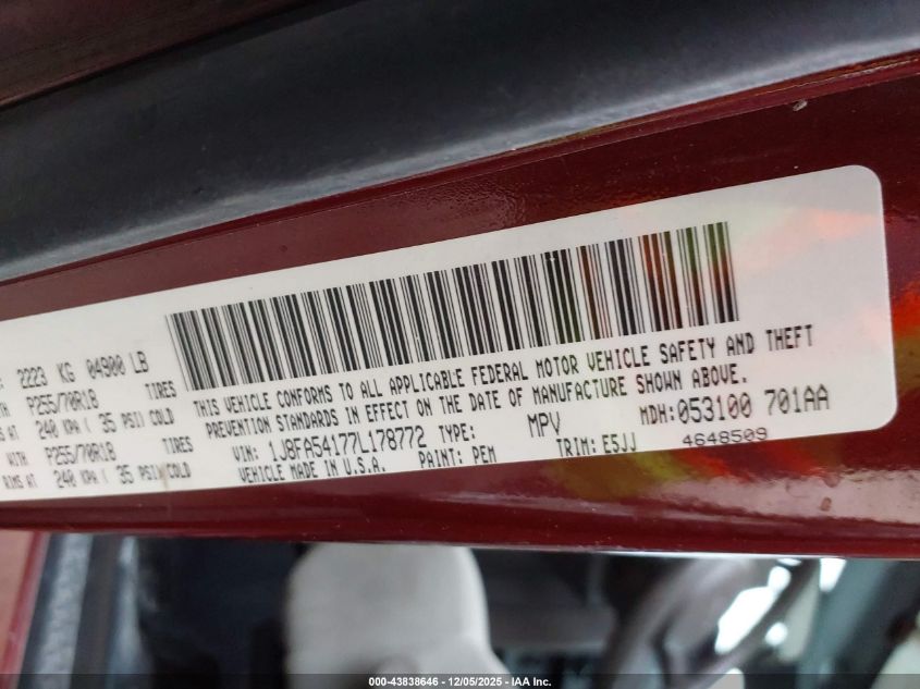 2007 Jeep Wrangler Sahara VIN: 1J8FA54177L178772 Lot: 43838646