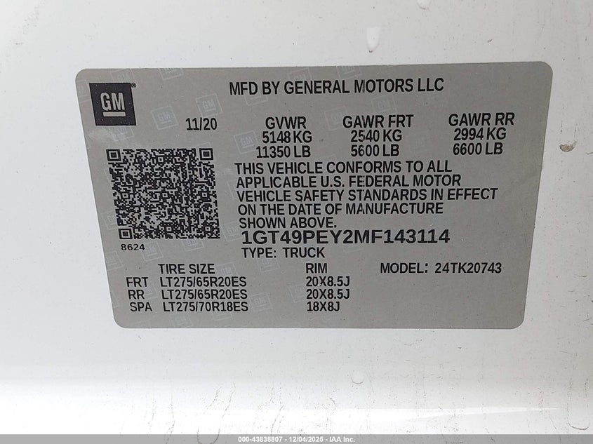 1GT49PEY2MF143114 2021 GMC SIERRA photo no. 9