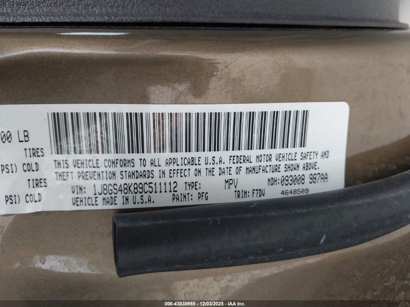 2009 Jeep Grand Cherokee Laredo VIN: 1J8GS48K89C511112 Lot: 43838955