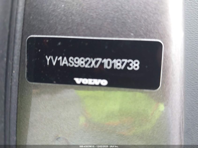 2007 Volvo S80 3.2 VIN: YV1AS982X71018738 Lot: 43839015