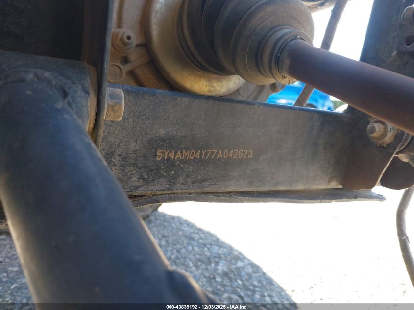 2007 Yamaha Yxr660 F VIN: 5Y4AM04Y77A042623 Lot: 43839192