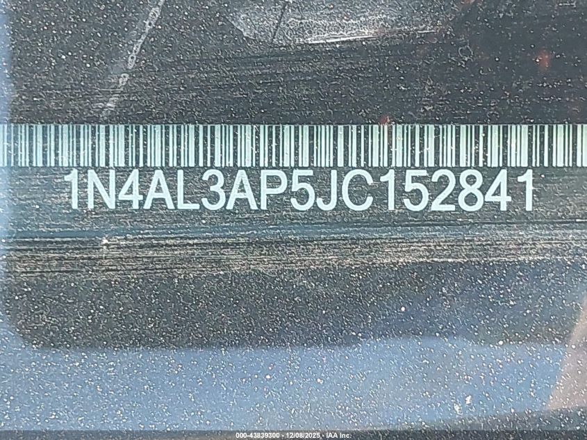 2018 Nissan Altima 2.5 Sl VIN: 1N4AL3AP5JC152841 Lot: 43839300
