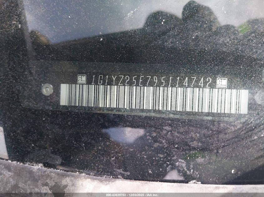 2009 Chevrolet Corvette Z06 Hardtop VIN: 1G1YZ25E795114742 Lot: 43839753