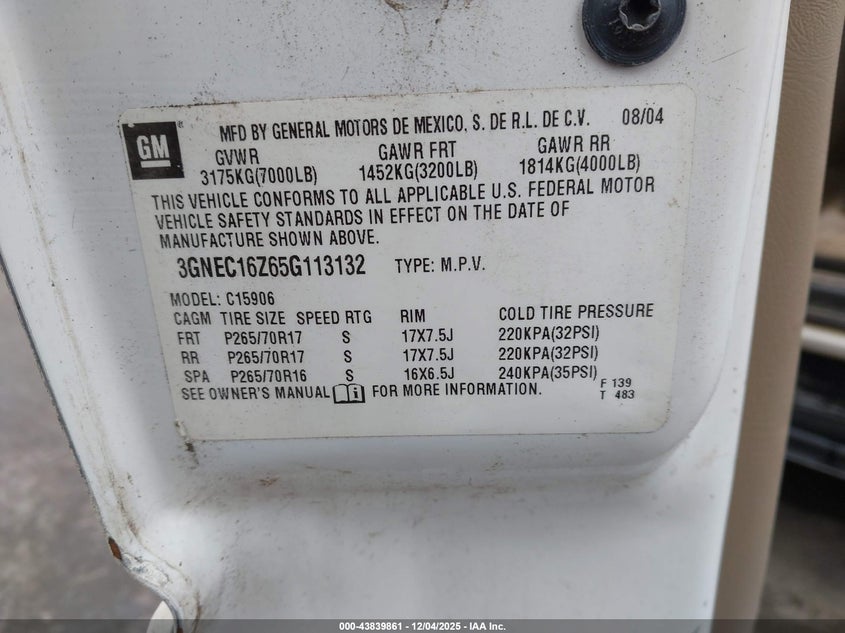 3GNEC16Z65G113132 2005 CHEVROLET EXPRESS photo no. 9