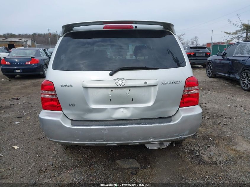 2002 Toyota Highlander V6 VIN: JTEGF21A520047135 Lot: 43839945