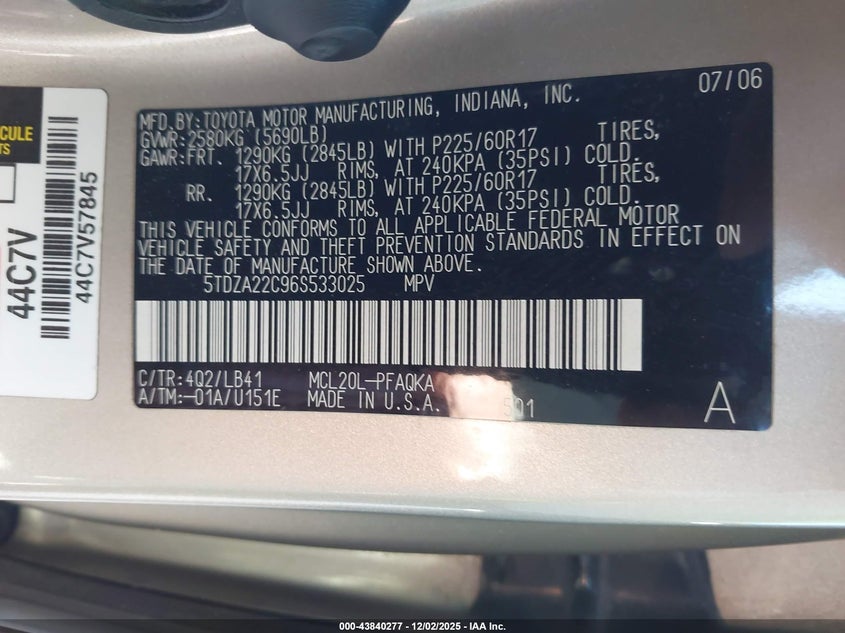5TDZA22C96S533025 2006 TOYOTA SIENNA photo no. 9