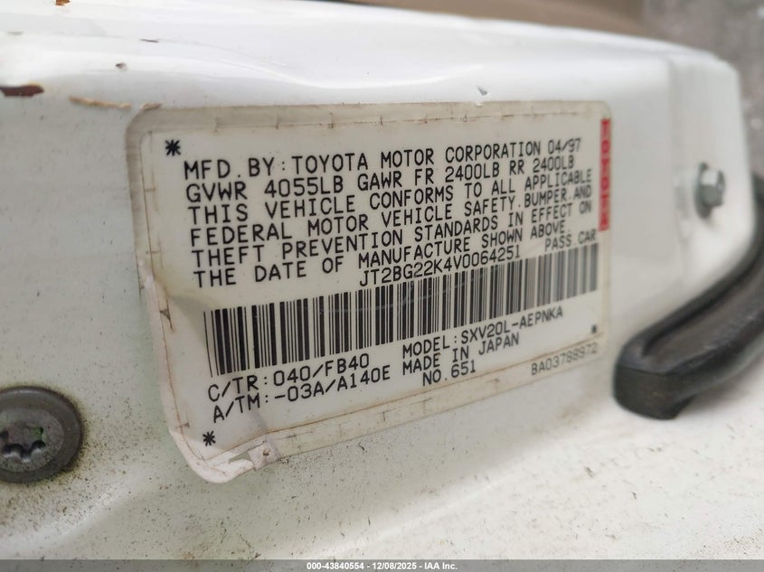 JT2BG22K4V0064251 1997 TOYOTA CAMRY photo no. 9
