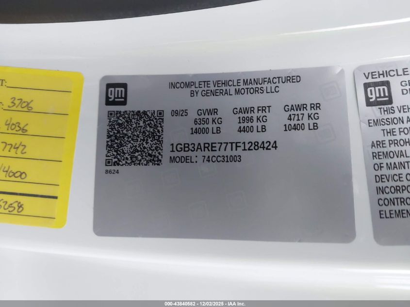 2026 Chevrolet Silverado 3500Hd Chassis Work Truck VIN: 1GB3ARE77TF128424 Lot: 43840582